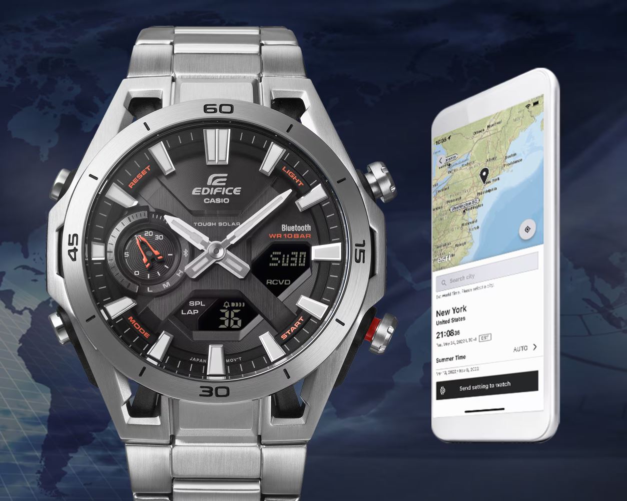 Casio Solar ECB-2300D-1ADF Telefon Bluetooth Bağlantılı